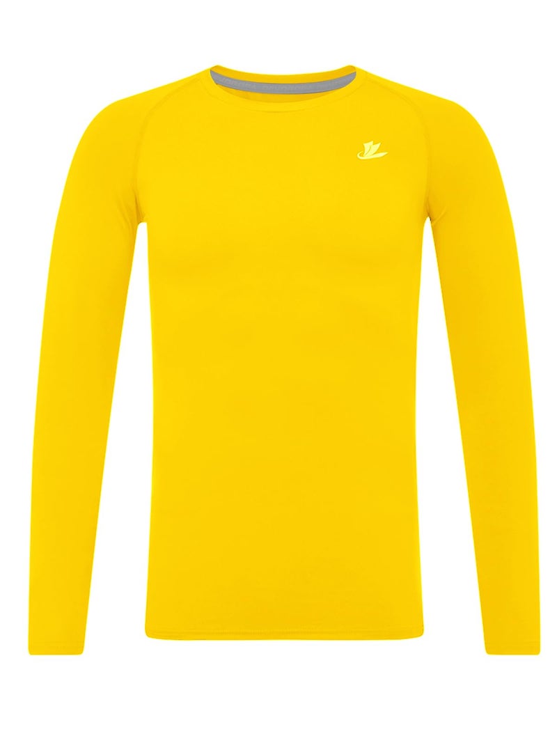 DEVOROPA Youth Boys Compression Shirt Long Sleeve Football Baseball Undershirt Quick Dry Sports Baselayer Yellow L - Image 1